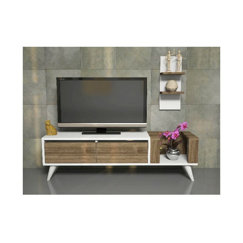 Mueble TV Pers Moderno - con Puertas, Estantes, Compartimientos - para Salon - Nogal, Blanco en Madera, 130 x 30 x 38,6 cm
Mueble TV Pers Moderno - con Puertas, Estantes, Compartimientos - para Salon - Nogal, Blanco en Madera, 130 x 30 x 38,6 cm