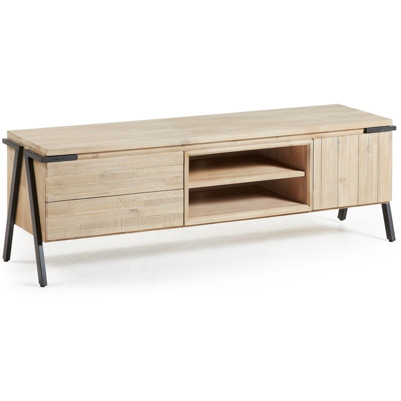 Mueble de TV Thinh 165 x 53 cm con puerta y 2 cajones de madera maciza de acacia y patas de acero en negro - Kave Home
Mueble de TV Thinh 165 x 53 cm con puerta y 2 cajones de madera maciza de acacia y patas de acero en negro - Kave Home