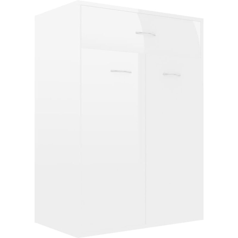 vidaXL Mueble zapatero de aglomerado blanco brillante 60x35x84 cm - Blanco 
vidaXL Mueble zapatero de aglomerado blanco brillante 60x35x84 cm - Blanco