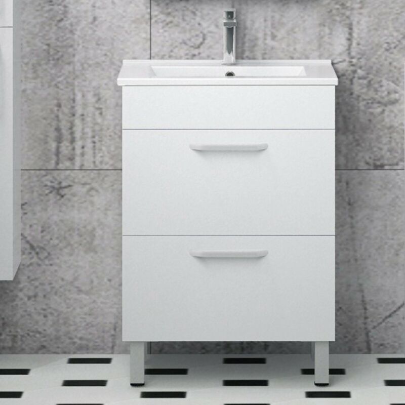 Mueble de Baño de Pie con Dos Cajones y Lavabo de Cerámica en Color Blanco,58 cm (Largo) x 38 cm (Ancho) x 82 cm (Alto)
Mueble de Baño de Pie con Dos Cajones y Lavabo de Cerámica en Color Blanco,58 cm (Largo) x 38 cm (Ancho) x 82 cm (Alto)