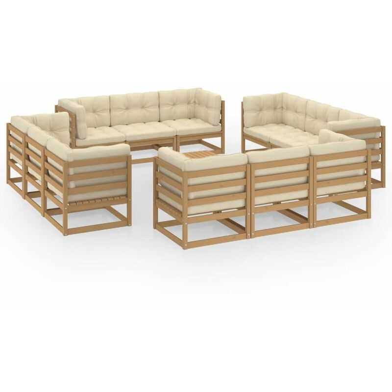 Happyshopping - Muebles de jardin 13 piezas con cojines madera de pino maciza
Happyshopping - Muebles de jardin 13 piezas con cojines madera de pino maciza