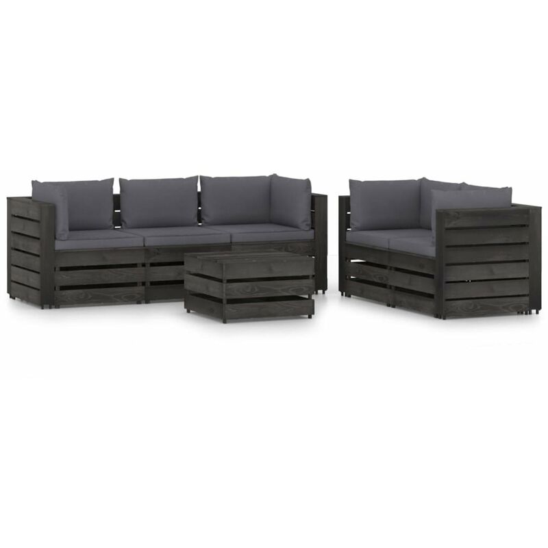 Muebles de jardin 6 piezas con cojines madera impregnada gris
Muebles de jardin 6 piezas con cojines madera impregnada gris