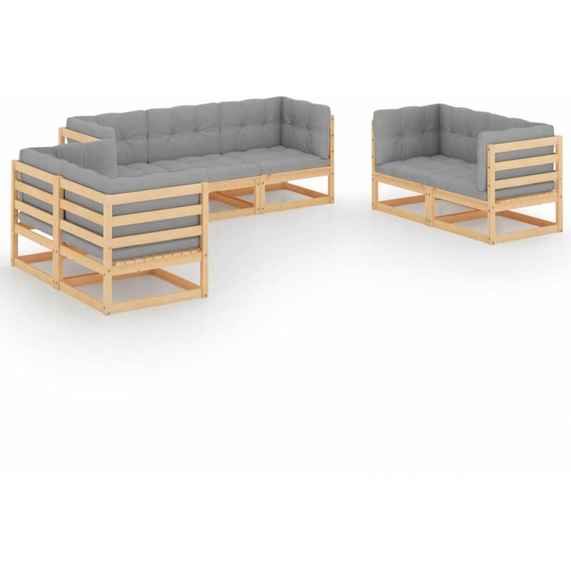 Happyshopping - Muebles de jardin 7 piezas con cojines de madera de pino maciza
Happyshopping - Muebles de jardin 7 piezas con cojines de madera de pino maciza