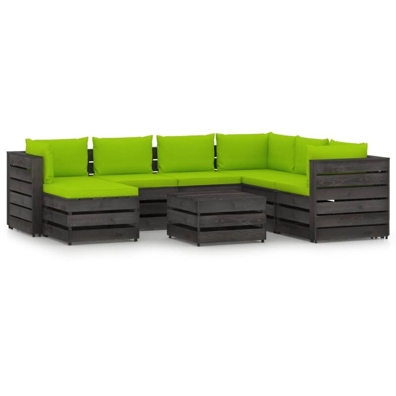 Muebles de jardín 8 piezas con cojines madera impregnada gris
Muebles de jardín 8 piezas con cojines madera impregnada gris
