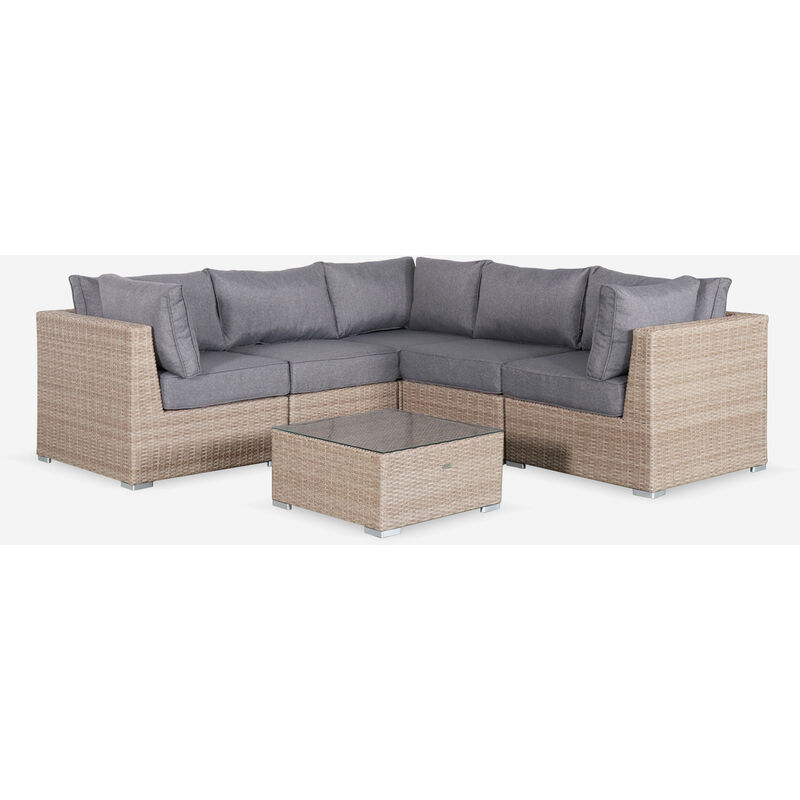 Muebles de jardín en resina trenzada redondeada - VITTORIA - Resina natural estilo mimbre, cojines gris oscuro - 5 plazas, alta calidad - Madera
Muebles de jardín en resina trenzada redondeada - VITTORIA - Resina natural estilo mimbre, cojines gris oscuro - 5 plazas, alta calidad - Madera