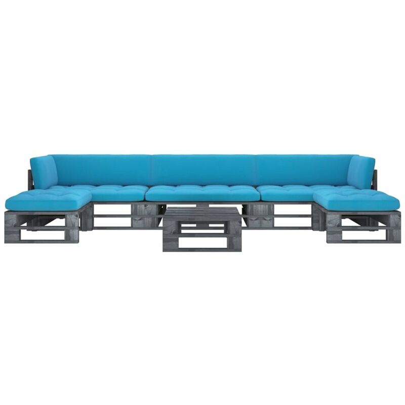Happyshopping - Muebles de palets 6 pzas y cojines madera pino impregnada gris
Happyshopping - Muebles de palets 6 pzas y cojines madera pino impregnada gris