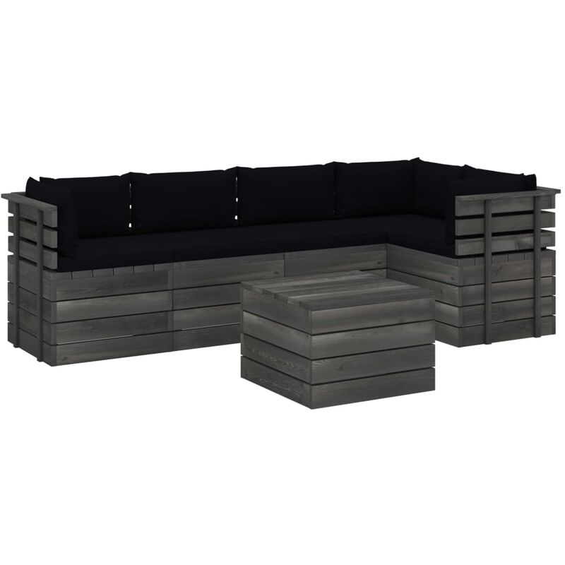 Muebles de palets para jardín 6 pzas cojines madera maciza pino - Negro
Muebles de palets para jardín 6 pzas cojines madera maciza pino - Negro