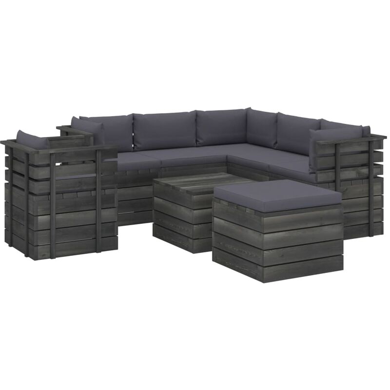 Muebles de palets para jardín 8 pzas cojines madera maciza pino - Antracita
Muebles de palets para jardín 8 pzas cojines madera maciza pino - Antracita
