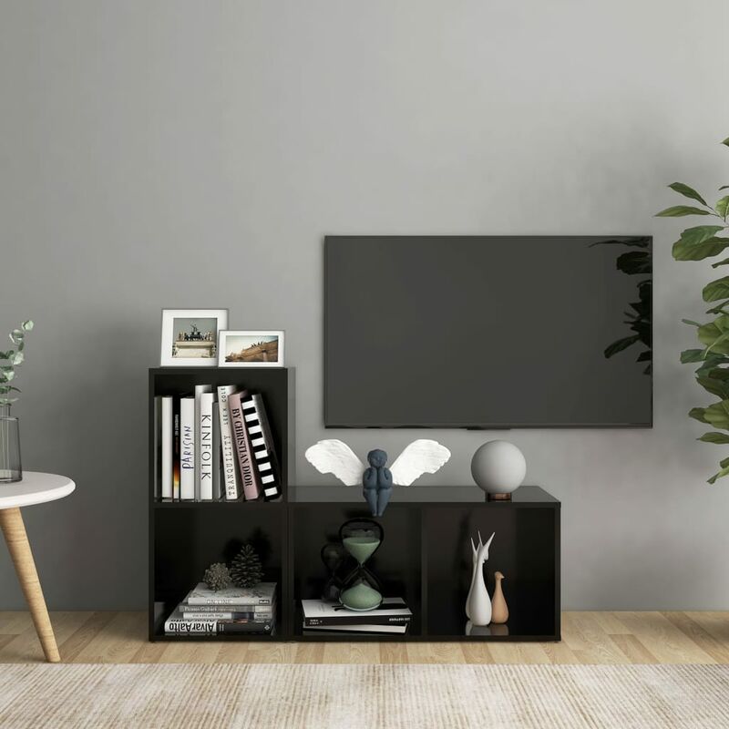 Muebles para TV 2 uds aglomerado negro 72x35x36,5 cm