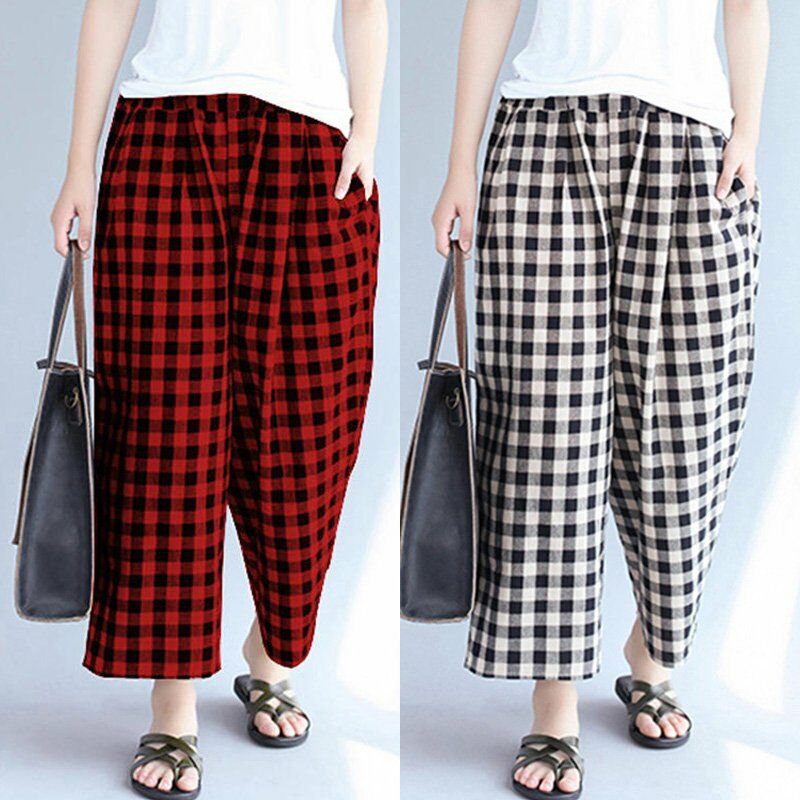 Mujer elegante Pantalones a cuadros sueltos Bolsillos en la cintura elastica Pantalones rectos casuales Rojo / Negro,Negro, L
Mujer elegante Pantalones a cuadros sueltos Bolsillos en la cintura elastica Pantalones rectos casuales Rojo / Negro,Negro, L