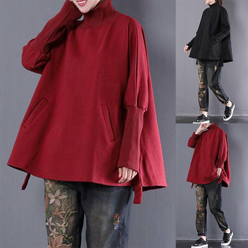 Mujeres Sudaderas con capucha solidas Cuello de tortuga Bolsillos de manga larga Blusa suelta Tallas grandes Tops Negro / Borgona,Borgona, S
Mujeres Sudaderas con capucha solidas Cuello de tortuga Bolsillos de manga larga Blusa suelta Tallas grandes Tops Negro / Borgona,Borgona, S