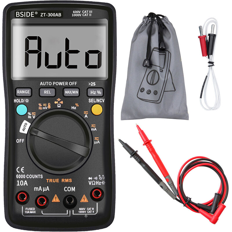 Multimetro Medidor universal digital de rango automatico / manual, medidor inteligente de corriente de voltaje CA / CC, sin bateria - Bside
Multimetro Medidor universal digital de rango automatico / manual, medidor inteligente de corriente de voltaje CA / CC, sin bateria - Bside
