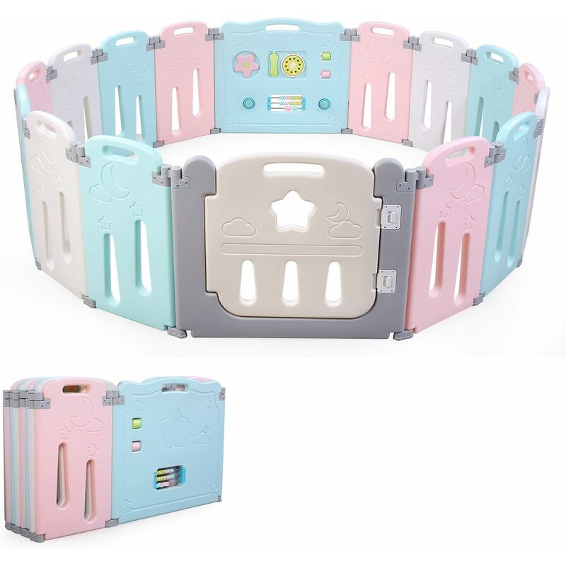 Parque Infantil Bebe con Puerta de Plástico Extensible, Corralito Bebe Plegable para Niños de 0 a 8 Años (Rosa + Azul + Luna, 14 + 2) - Mvpower
Parque Infantil Bebe con Puerta de Plástico Extensible, Corralito Bebe Plegable para Niños de 0 a 8 Años (Rosa + Azul + Luna, 14 + 2) - Mvpower