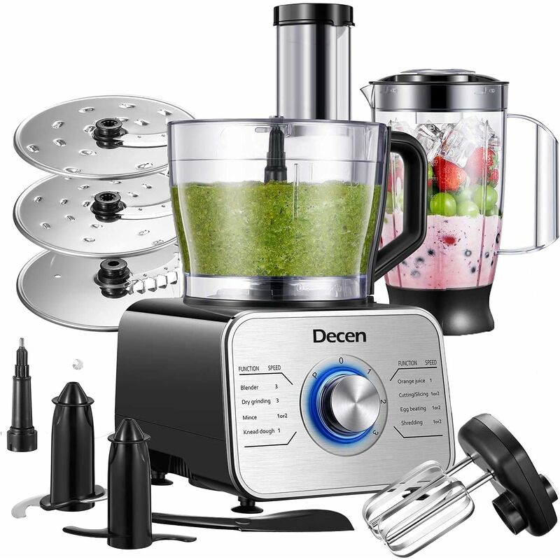 Robot da cucina multifunzione compatto da 1100 W con 3 velocità e funzione a impulsi, 3,5 l (con gancio per impastare, frullatore, spremiagrumi e
Robot da cucina multifunzione compatto da 1100 W con 3 velocità e funzione a impulsi, 3,5 l (con gancio per impastare, frullatore, spremiagrumi e