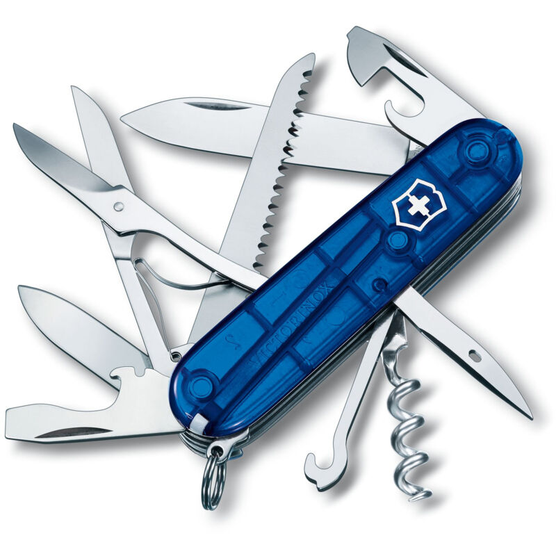 Navaja Suiza Huntsman, incluye tijeras y serrucho para madera, 15 funciones, para campamento, color azul transparente - Victorinox
Navaja Suiza Huntsman, incluye tijeras y serrucho para madera, 15 funciones, para campamento, color azul transparente - Victorinox