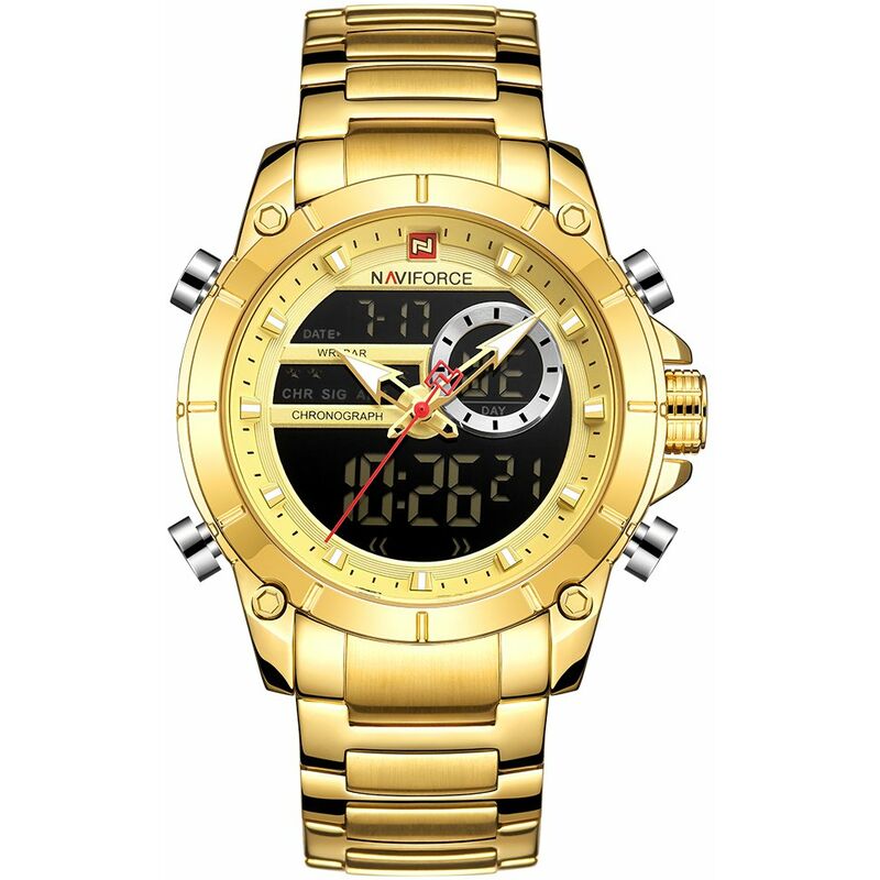 NAVIFORCE Reloj de pulsera electronico de cuarzo con banda de acero inoxidable Profesional 3ATM Resistente al agua Hora GMT Multifuncional Luminoso
NAVIFORCE Reloj de pulsera electronico de cuarzo con banda de acero inoxidable Profesional 3ATM Resistente al agua Hora GMT Multifuncional Luminoso