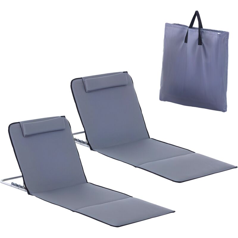 2 Esterillas de Playa con Respaldo Reclinable en 5 Niveles y Reposacabezas Gris - Gris
2 Esterillas de Playa con Respaldo Reclinable en 5 Niveles y Reposacabezas Gris - Gris