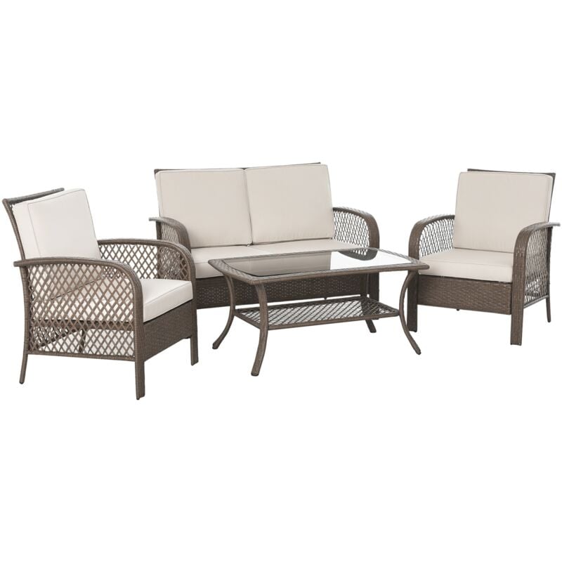 Conjunto de 4 Muebles de Ratán PE Exterior para Jardín Terraza Marrón y Caqui - Marrón
Conjunto de 4 Muebles de Ratán PE Exterior para Jardín Terraza Marrón y Caqui - Marrón