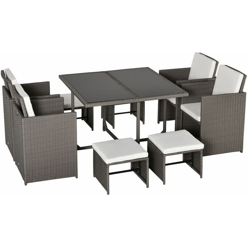 Conjunto de Muebles de Jardín 9 Piezas de Ratán para Comedor Sillas Apilables con Cojines Extraíbles Lavables Mesa de Vidrio Templado - Gris
Conjunto de Muebles de Jardín 9 Piezas de Ratán para Comedor Sillas Apilables con Cojines Extraíbles Lavables Mesa de Vidrio Templado - Gris