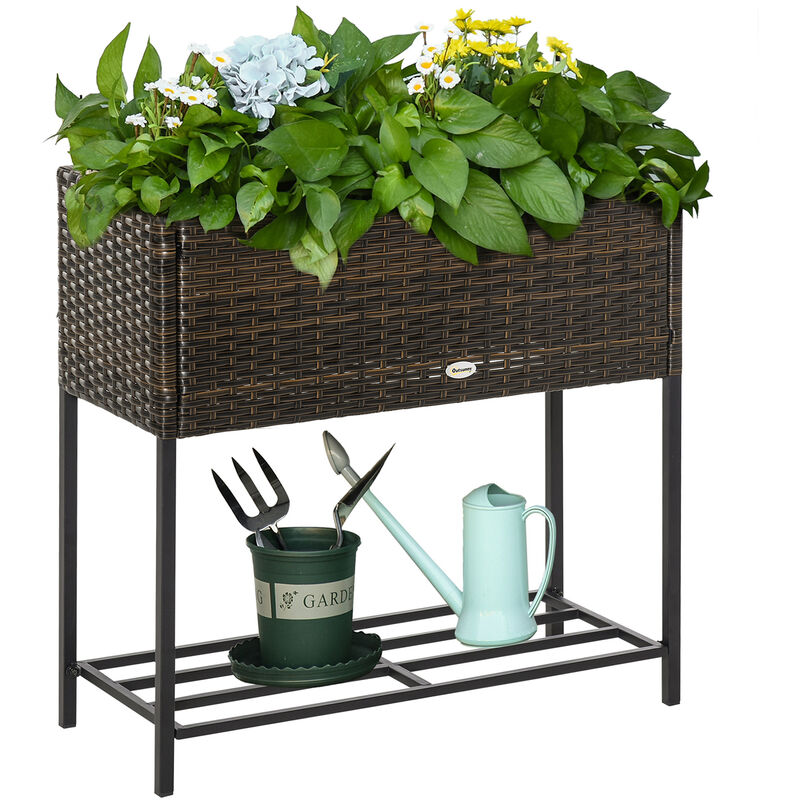 Outsunny - Jardinera Rectangular Exterior de Ratán con Estante Inferior Acero 30 kg Marrón - Marrón
Outsunny - Jardinera Rectangular Exterior de Ratán con Estante Inferior Acero 30 kg Marrón - Marrón