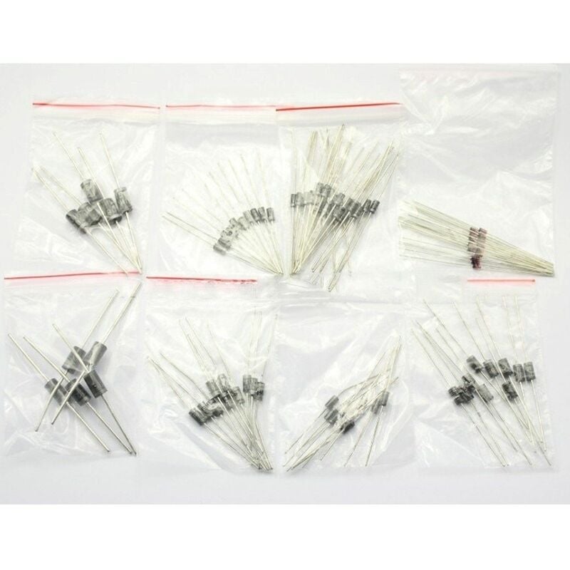 Pack 100 Diodos - 8 modelos diferentes, 1N4148,1N4007,1N5819,1N5399,FR107,FR207,1N5408,1N5822
Pack 100 Diodos - 8 modelos diferentes, 1N4148,1N4007,1N5819,1N5399,FR107,FR207,1N5408,1N5822