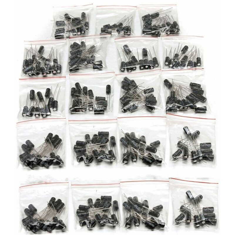 Pack 190 Condensadores Electroliticos - 10 condensadores de 19 valores diferentes de 1uF a 1000uF
Pack 190 Condensadores Electroliticos - 10 condensadores de 19 valores diferentes de 1uF a 1000uF