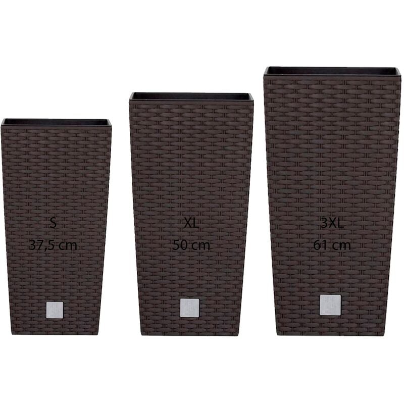 Wellhome - Pack 3 macetas altas Prosperplast (11,4/26,6/49 litros) Rato Square de plastico en color ocre oscuro con deposito.
Wellhome - Pack 3 macetas altas Prosperplast (11,4/26,6/49 litros) Rato Square de plastico en color ocre oscuro con deposito.