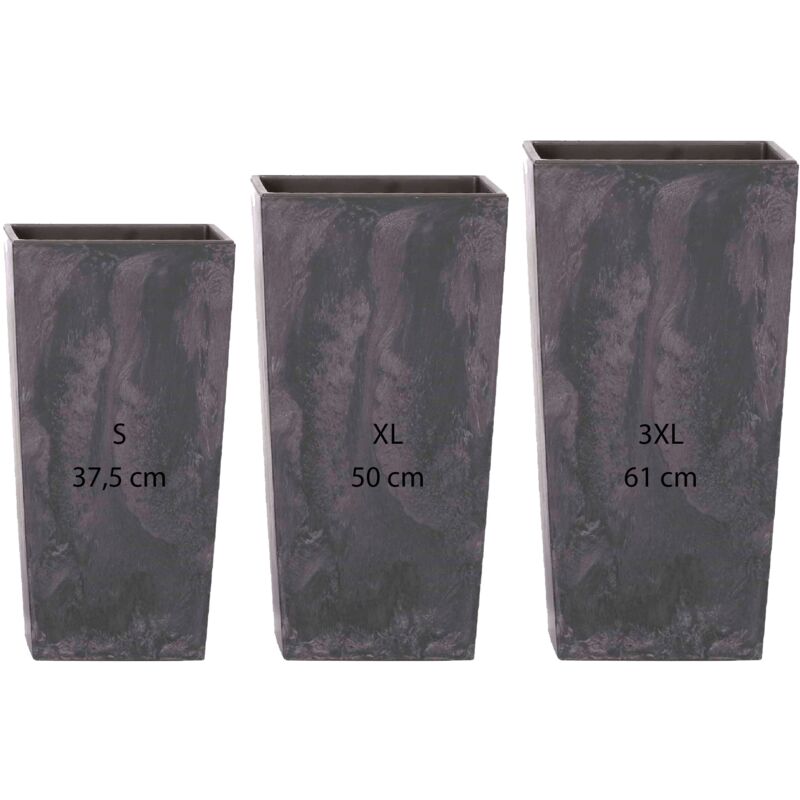 Wellhome - Pack 3 macetas altas Prosperplast (11,4/26,6/49 litros) Urbi Square Effect de plastico en color antracita con deposito.
Wellhome - Pack 3 macetas altas Prosperplast (11,4/26,6/49 litros) Urbi Square Effect de plastico en color antracita con deposito.