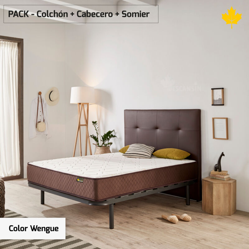 Pack Colchón + Cabecero Tapizado + Somier Descansín | 150 x 190 | Wengue | Fácil Montaje | Maximiza tu Descanso
Pack Colchón + Cabecero Tapizado + Somier Descansín | 150 x 190 | Wengue | Fácil Montaje | Maximiza tu Descanso