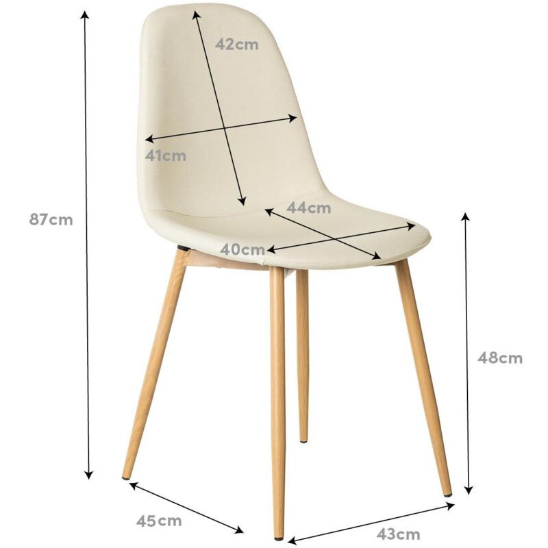 Pack de 2 sillas de comedor tapizadas blanco roto de tela ymetal de 47x51x81 cm
Pack de 2 sillas de comedor tapizadas blanco roto de tela ymetal de 47x51x81 cm