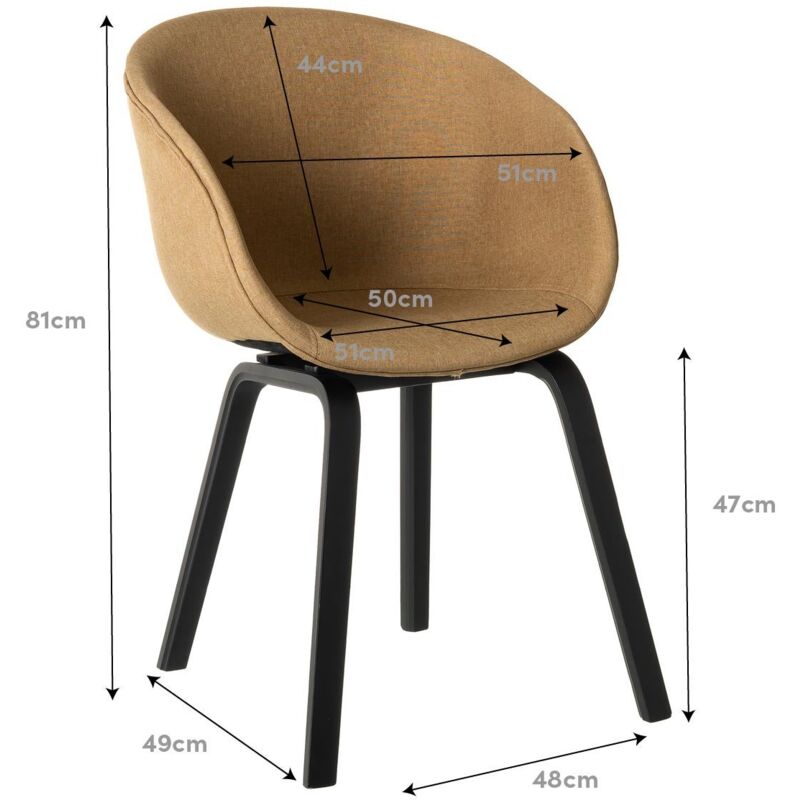 Pack de 2 sillas de comedor tapizadas marrones de tela y madera de haya de 50x52x81 cm
Pack de 2 sillas de comedor tapizadas marrones de tela y madera de haya de 50x52x81 cm