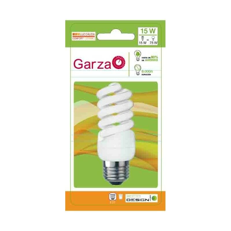Pack de 4 Lighting - Bombilla Fluorescente Espiral Luz Cálida T2 15W E27 880 L 2700K - Garza
Pack de 4 Lighting - Bombilla Fluorescente Espiral Luz Cálida T2 15W E27 880 L 2700K - Garza