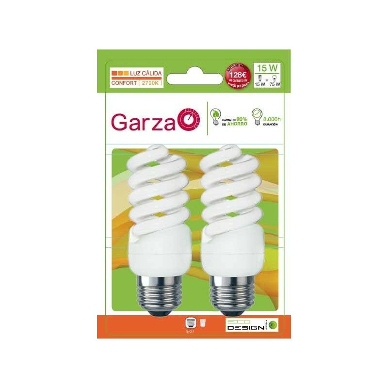 Pack de 4 Lighting - Bombillas Espiral Luz Cálida T2 15W E27 880 Lúmenes 2.700K - Garza
Pack de 4 Lighting - Bombillas Espiral Luz Cálida T2 15W E27 880 Lúmenes 2.700K - Garza
