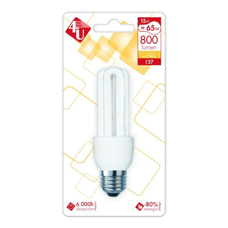 Pack de 5 4U Lighting - Bombilla ECO Stick T3 15W E27 800 lúmenes 2.700K - Garza
Pack de 5 4U Lighting - Bombilla ECO Stick T3 15W E27 800 lúmenes 2.700K - Garza