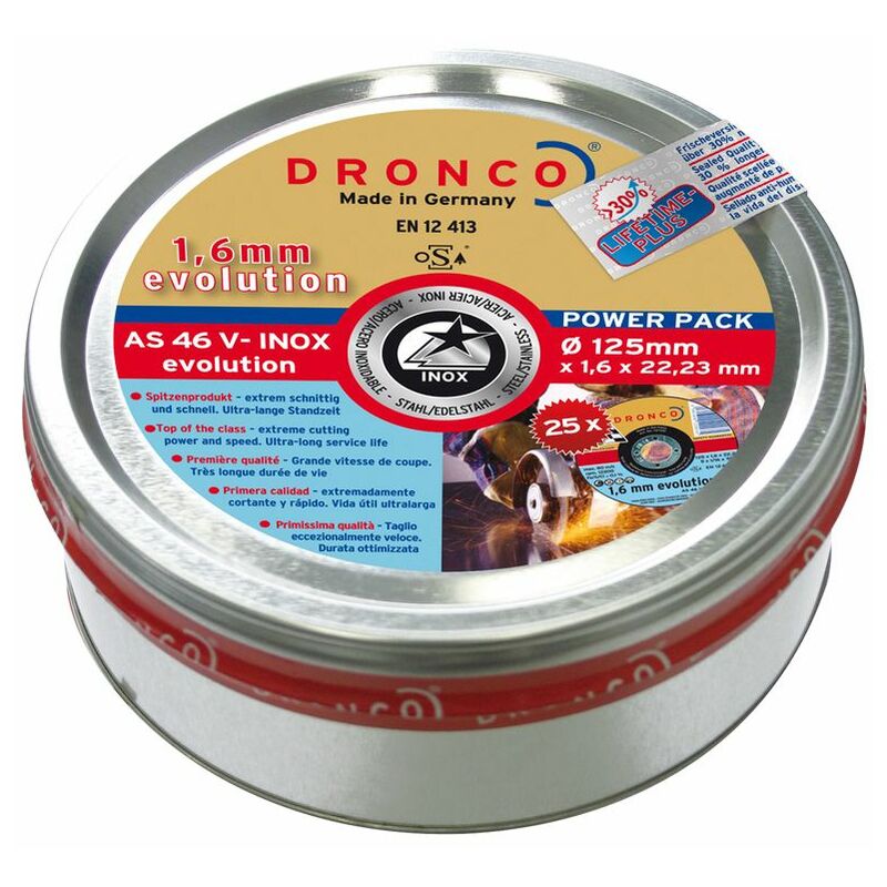 AS60V-115PACKPLUS - Lata sellada de 10 discos de corte metal 115 x 1,0 mm AS 60 V Evolution LIFETIME PLUS - Dronco
AS60V-115PACKPLUS - Lata sellada de 10 discos de corte metal 115 x 1,0 mm AS 60 V Evolution LIFETIME PLUS - Dronco