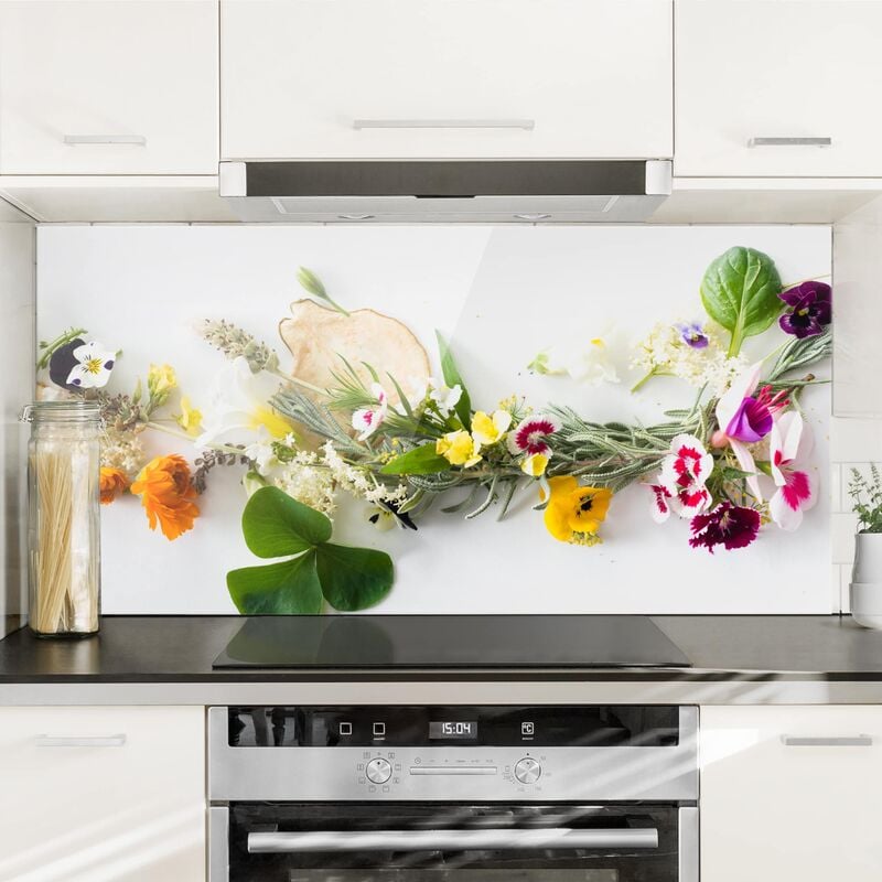 Panel antisalpicaduras de cristal - Fresh Herbs With Edible Flowers - Horizontal 1:2 Dimensión LxA: 40cm x 80cm
Panel antisalpicaduras de cristal - Fresh Herbs With Edible Flowers - Horizontal 1:2 Dimensión LxA: 40cm x 80cm