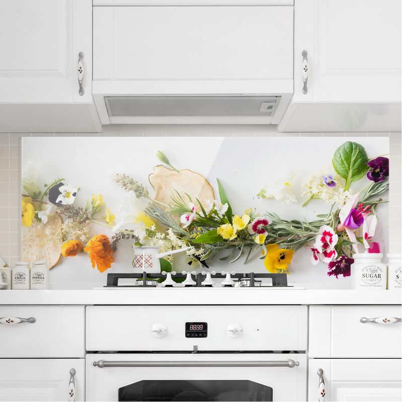 Panel antisalpicaduras de cristal - Fresh Herbs With Edible Flowers - Panorámico Dimensión LxA: 40cm x 100cm
Panel antisalpicaduras de cristal - Fresh Herbs With Edible Flowers - Panorámico Dimensión LxA: 40cm x 100cm