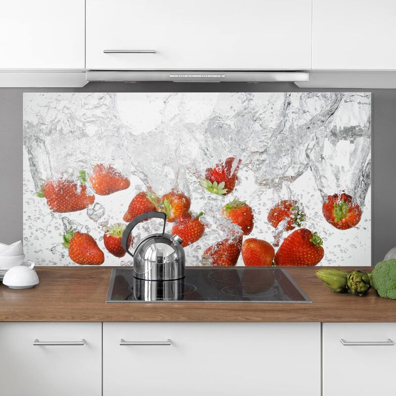 Panel antisalpicaduras de cristal - Fresh Strawberries In Water - Horizontal 1:2 Dimensión LxA: 40cm x 80cm
Panel antisalpicaduras de cristal - Fresh Strawberries In Water - Horizontal 1:2 Dimensión LxA: 40cm x 80cm
