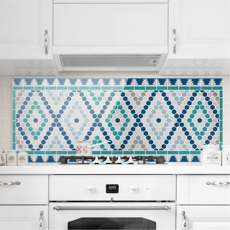 Panel antisalpicaduras de cristal - Moroccan tile pattern turquoise blue - Panorámico Dimensión LxA: 40cm x 100cm
Panel antisalpicaduras de cristal - Moroccan tile pattern turquoise blue - Panorámico Dimensión LxA: 40cm x 100cm