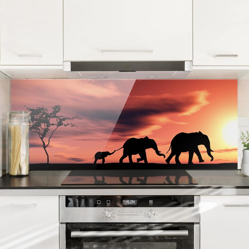 Panel antisalpicaduras de cristal - Savannah Elephant Family - Panorámico Dimensión LxA: 40cm x 100cm
Panel antisalpicaduras de cristal - Savannah Elephant Family - Panorámico Dimensión LxA: 40cm x 100cm