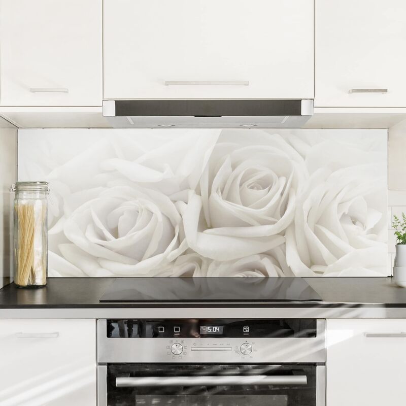 Panel antisalpicaduras de cristal - White Roses - Panorámico Dimensión LxA: 50cm x 125cm
Panel antisalpicaduras de cristal - White Roses - Panorámico Dimensión LxA: 50cm x 125cm