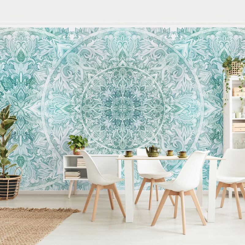 Papel pintado adhesivo - Mandala Watercolor Ornament Pattern Turquoise - Mural apaisado Dimensión LxA: 255cm x 384cm
Papel pintado adhesivo - Mandala Watercolor Ornament Pattern Turquoise - Mural apaisado Dimensión LxA: 255cm x 384cm