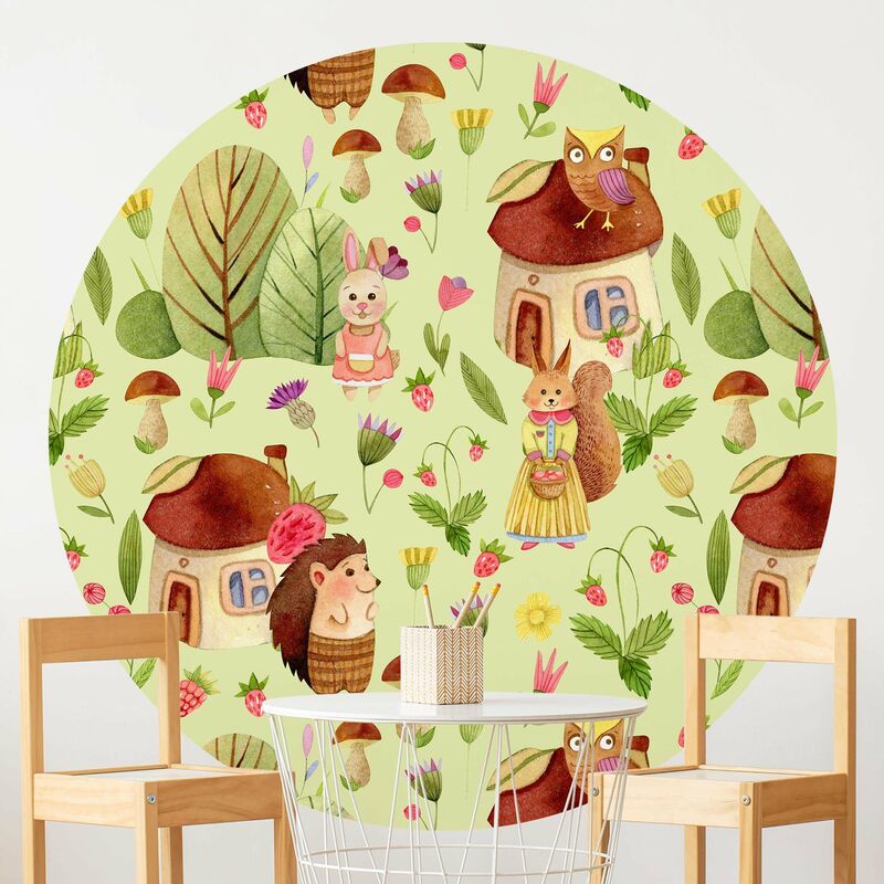 Papel pintado redondo autoadhesivo - Watercolour Hedgehog With Owl Illustration On Green Dimensión LxA: 200cm x 200cm
Papel pintado redondo autoadhesivo - Watercolour Hedgehog With Owl Illustration On Green Dimensión LxA: 200cm x 200cm