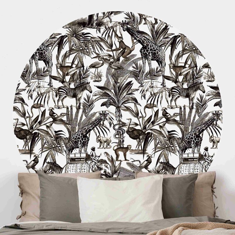 Papel pintado redondo autoadhesivo - Elephants Giraffes Zebras And Tiger Black And White With Brown Tone Dimensión LxA: 175cm x 175cm
Papel pintado redondo autoadhesivo - Elephants Giraffes Zebras And Tiger Black And White With Brown Tone Dimensión LxA: 175cm x 175cm