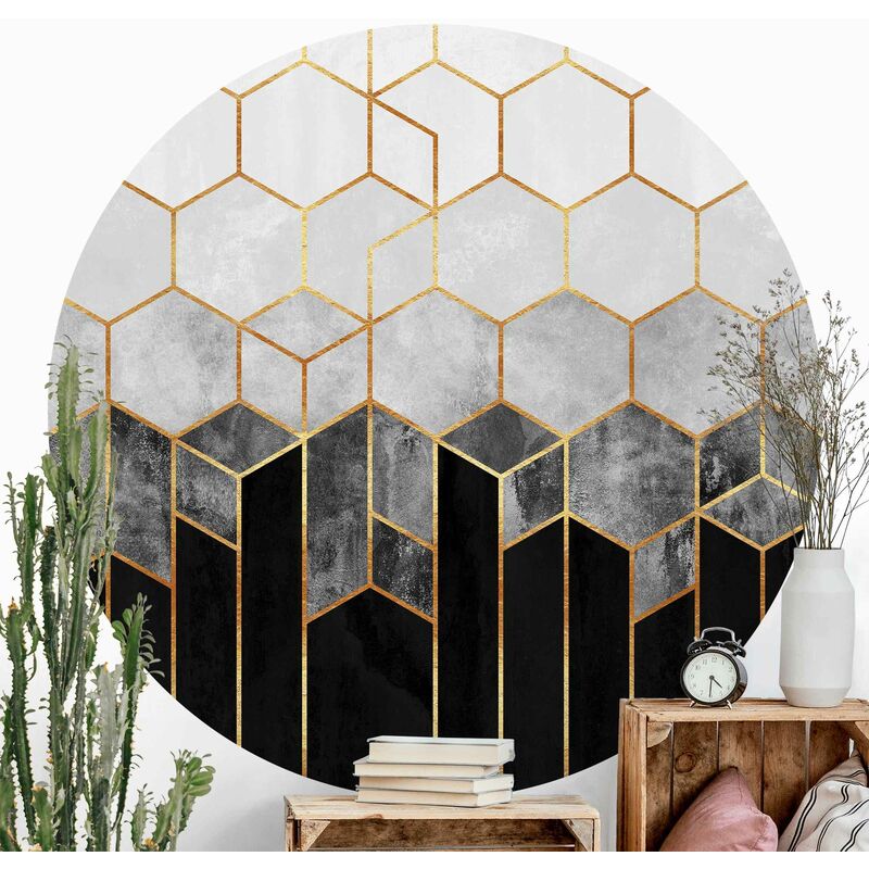 Papel pintado redondo autoadhesivo - Elisabeth Fredriksson - Golden Hexagons Black And White Dimensión LxA: 150cm x 150cm
Papel pintado redondo autoadhesivo - Elisabeth Fredriksson - Golden Hexagons Black And White Dimensión LxA: 150cm x 150cm