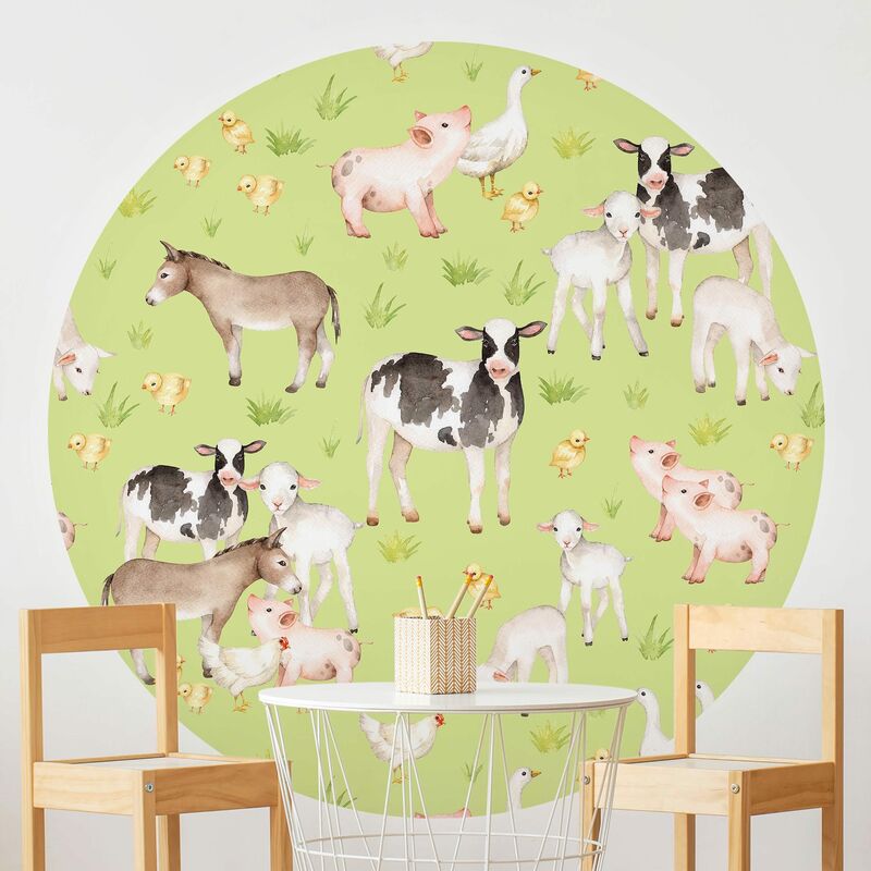 Papel pintado redondo autoadhesivo - Green Meadow With Cows And Chickens Dimensión LxA: 150cm x 150cm
Papel pintado redondo autoadhesivo - Green Meadow With Cows And Chickens Dimensión LxA: 150cm x 150cm