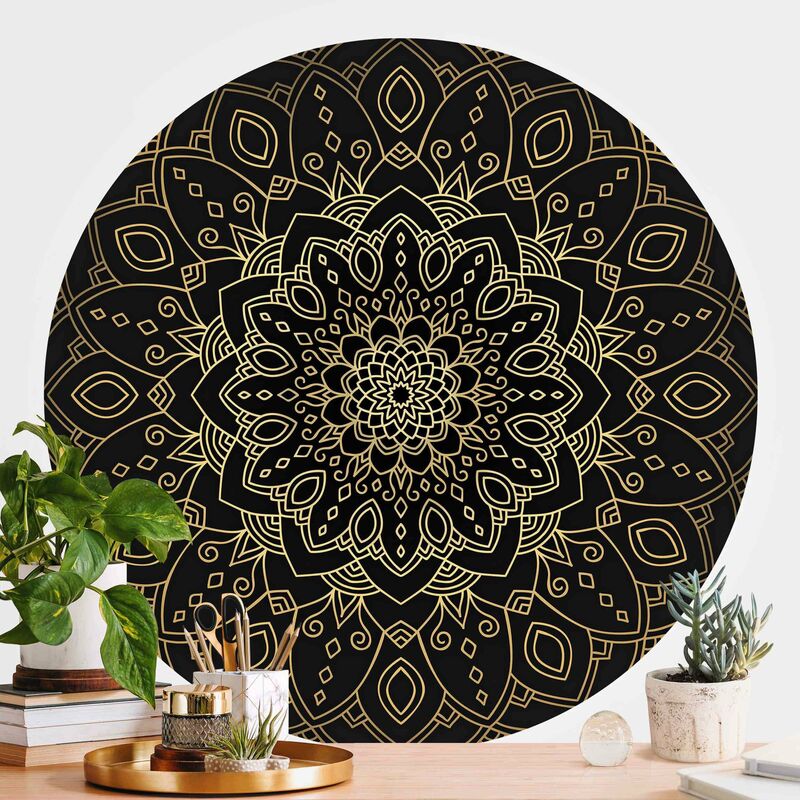 Papel pintado redondo autoadhesivo - Mandala Flower Pattern Gold Black Dimensión LxA: 122cm x 122cm
Papel pintado redondo autoadhesivo - Mandala Flower Pattern Gold Black Dimensión LxA: 122cm x 122cm