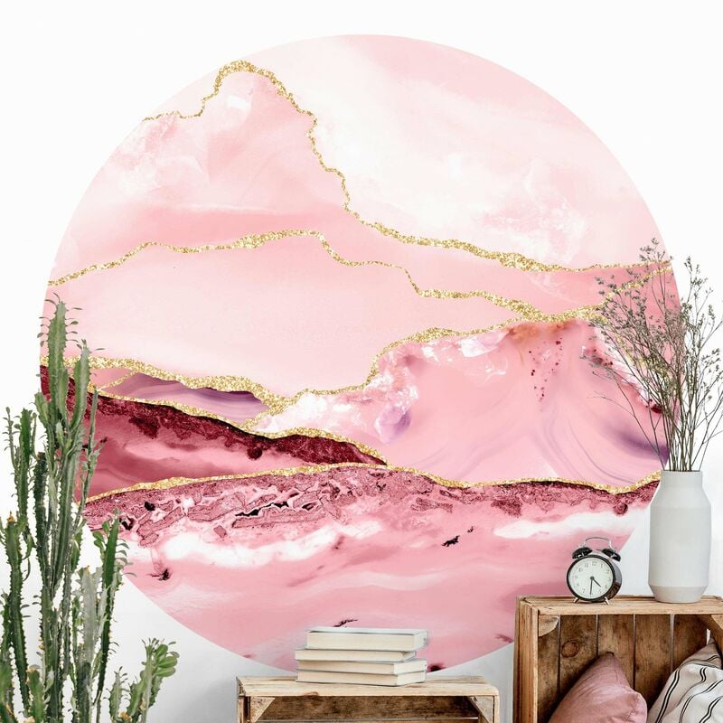 Papel pintado redondo autoadhesivo - Abstract Mountains Pink With Golden Lines Dimensión LxA: 175cm x 175cm
Papel pintado redondo autoadhesivo - Abstract Mountains Pink With Golden Lines Dimensión LxA: 175cm x 175cm
