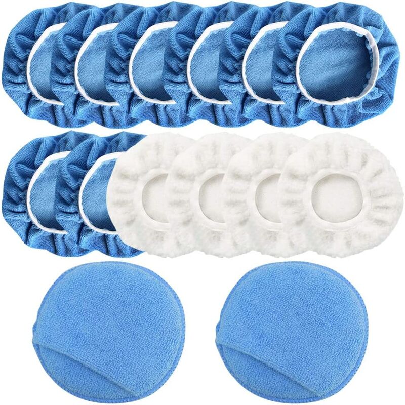 Paquete de 14 tapones de microfibra para pulir y encerar con bolsillo para los dedos - Azul, Blanco
Paquete de 14 tapones de microfibra para pulir y encerar con bolsillo para los dedos - Azul, Blanco