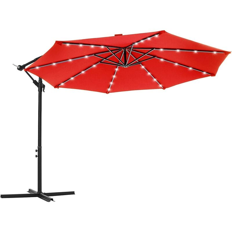Songmics - Parasol excéntrico de jardín, con 32 LEDs de luz solar, Sombrilla Ø 3 m con base, Protección UPF50+, Manivela para abrir/cerrar,
Songmics - Parasol excéntrico de jardín, con 32 LEDs de luz solar, Sombrilla Ø 3 m con base, Protección UPF50+, Manivela para abrir/cerrar,